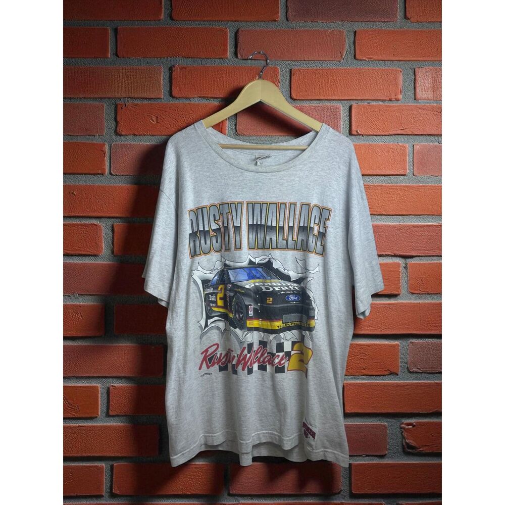 Vintage 1990s Rusty Wallace NASCAR T-Shirt – Nutmeg Mills – XL – Made in USA